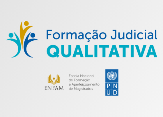 Logo da Formação Judicial Qualitativa acompanhada das logos da Enfam e do PNUD.