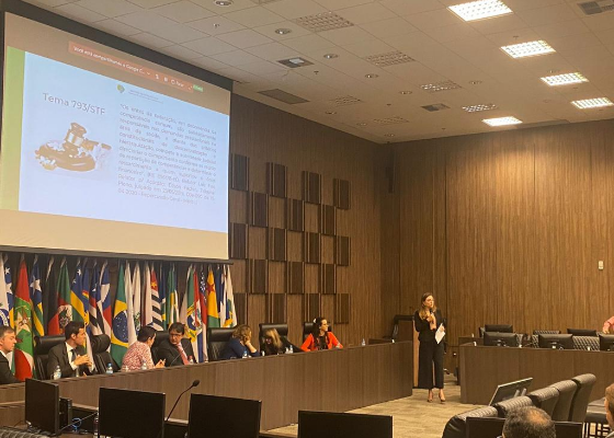 Trabalho realizado por alunas da Enfam sendo apresentado no 1º Congresso dos Centros de Inteligência do Poder Judiciário