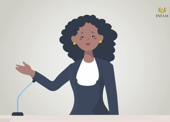 Imagem decorativa de uma mulher negra usando roupas formais.