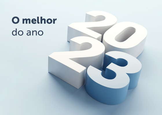 Retrospectiva Enfam, com 2023 em alto relevo e a frase 