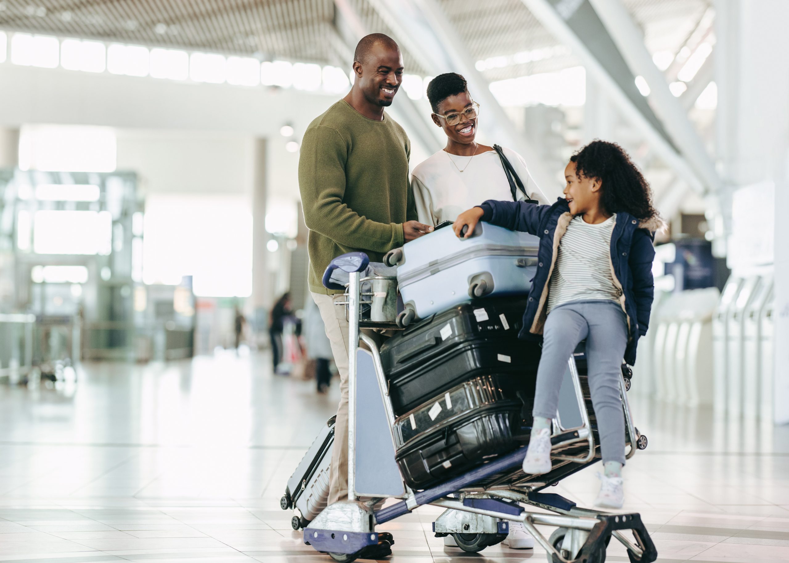Happy family going on a vacation